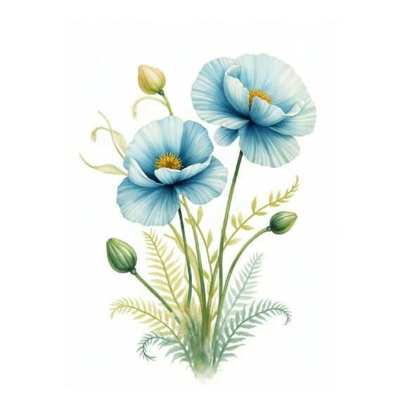 Diamond Art Kit for Adults, Blue Flowers Botanical Illustration Diamond Painting for Adults Beginners, DIY Diamond Art Painting Kits, 5D Diamond Painting Crafts for Home Decor 12x16 Frameless