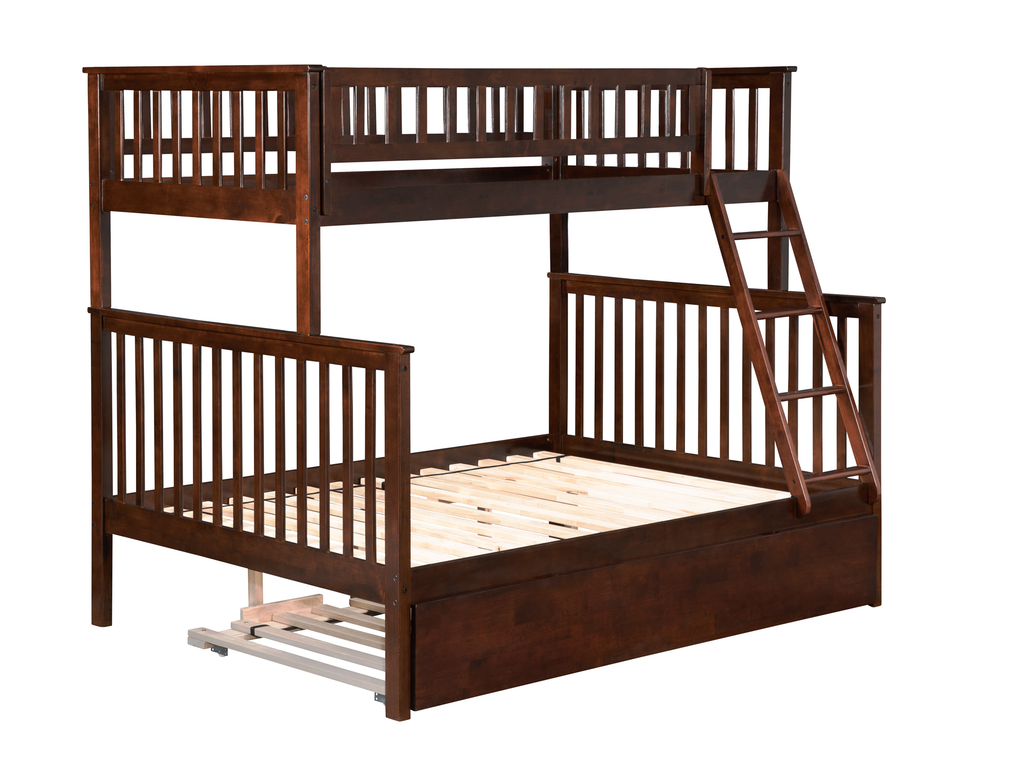 Woodland Bunk Bed Twin over Full with Full Size Urban Trundle Bed in Walnut - image 2 of 7