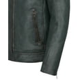 thumbnail image 6 of Skylinewears Mens Motorbike Leather Jacket Vintage Long Sleeve Stand Collar Real Leather Jackets Green Char, 6 of 7