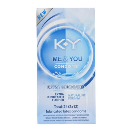 K-Y Condoms Extra Lubricated Latex Condoms, Ultra Thin with Extra Lubricant, 24