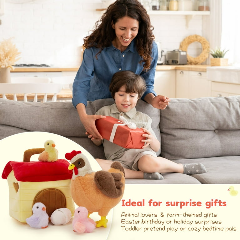 Tezituor Chicken Plush Set, 6-Piece with Coop photo 8