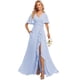 thumbnail image 1 of Vestido de dama de honor Deamify, largo de gasa, color lavanda, cuello en V 2025, 1 of 7