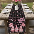 thumbnail image 4 of Galentine's Day Table Runner 72 Inches, Gnomes Pink Love Balloon Black Lattice Bed Runner Dresser Scarves Tabletop for Indoor Outdoor Parties/Ceremony/Banquet, 16" x 72", 4 of 9
