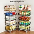 thumbnail image 6 of Fruit Basket Kitchen Pantry Organizers and Storage - Wooden Top Table, Stackable Metal Wire Basket Stand Cart for Fruit Vegetable Snacks Onion Potato Organization, Black, 6 of 8