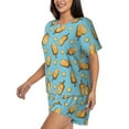 thumbnail image 2 of Bixox Women's Lemon Ice Cream Printed Pajama Set 2 Piece Lounge Set Top and Shorts Soft Pajamas, Shorts with Pockets, 2 of 7