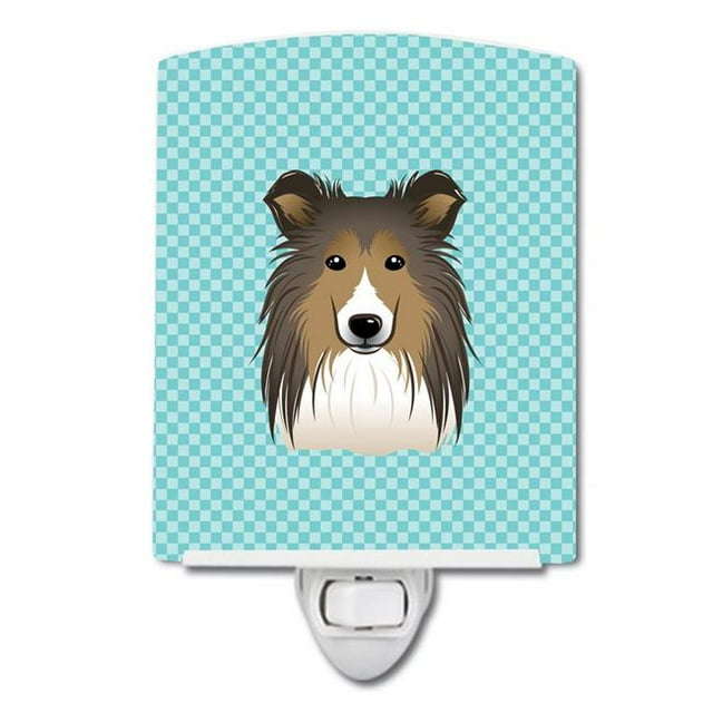 Carolines Treasures BB1180CNL Checkerboard Blue Sheltie Ceramic Night Light