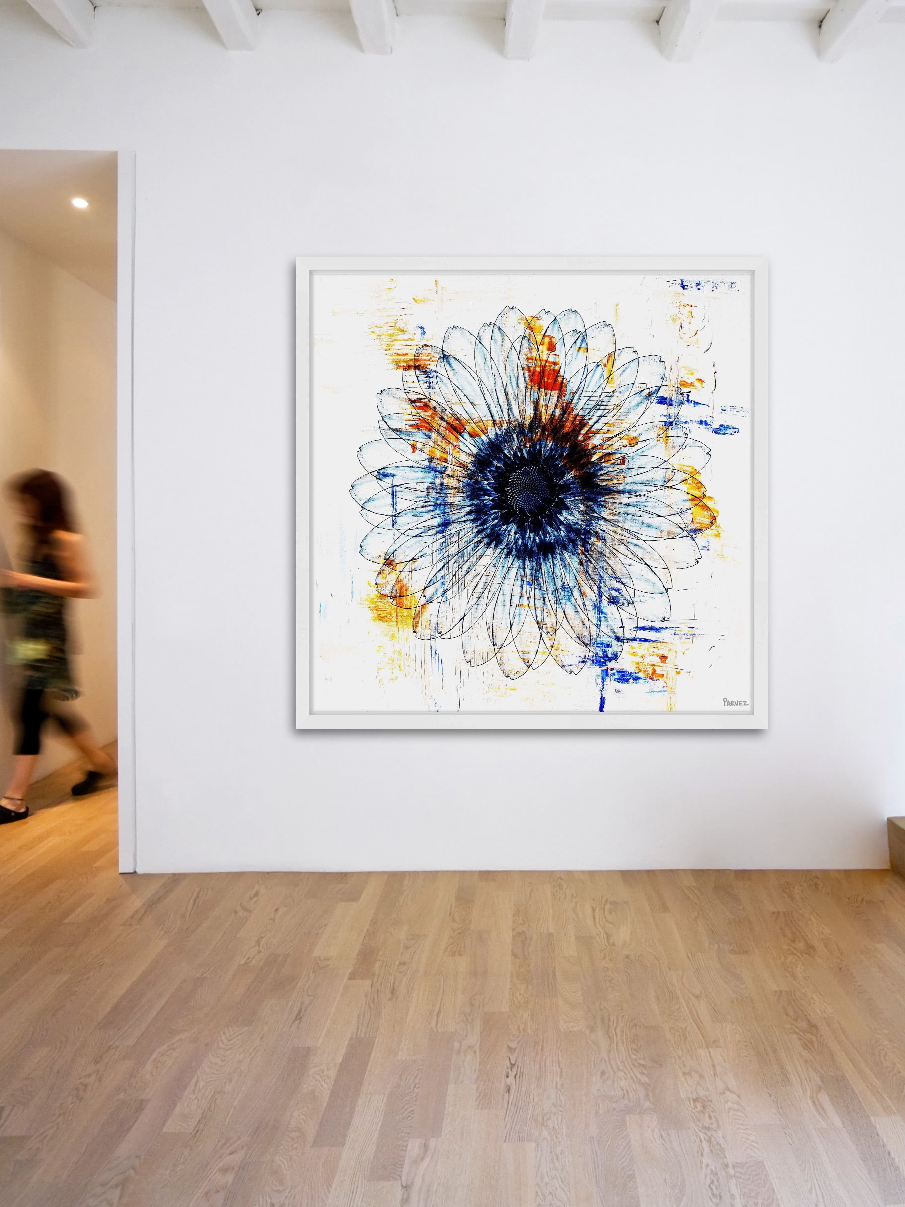 "Stencil Flower" Framed Painting Print