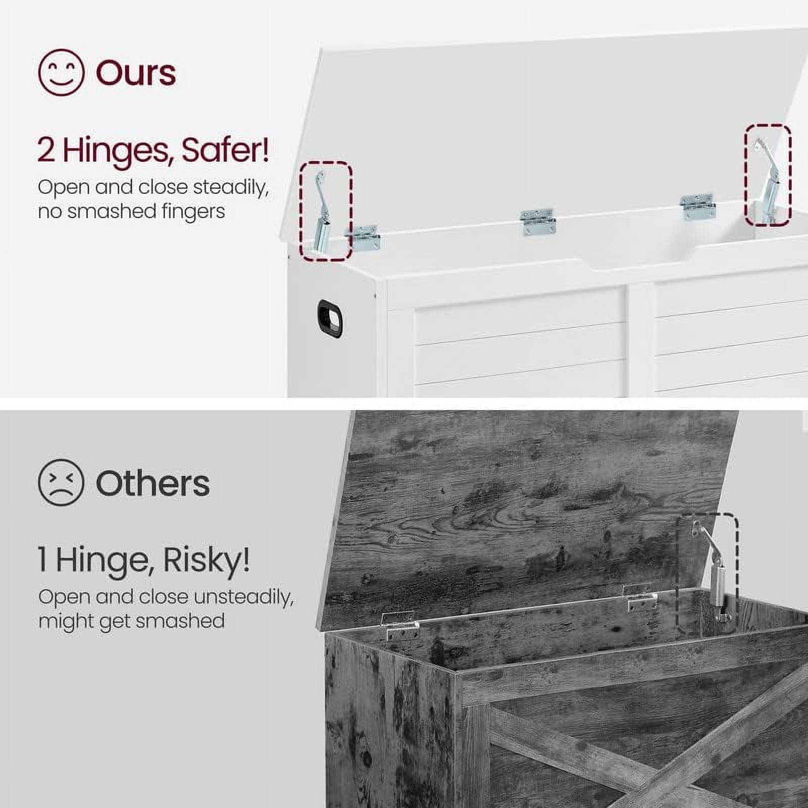 Storage Chest, Storage Trunk with 2 Safety Hinges, Organizer Bench for Entryway, 15.7 x 39.4 x 18.1 Inches, White