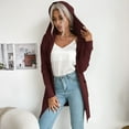 thumbnail image 6 of Long Open Front Hooded Cardigan for Women Ribbed Knit Solid Color Long Sleeve Sweater Tops Outerwear with Pockets, 6 of 7