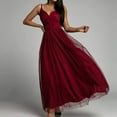 thumbnail image 1 of Fankiway Robe Mode Femme Aguichant Col en V Couleur Unie Patchwork Manches Bretelles Robes de Plage Grande Taille, 1 of 7