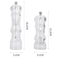 thumbnail image 2 of Manual Pepper Mill and Salt Shaker Set - Transparent Adjustable Grinder and Cellar - Acrylic, Clear, 2 of 5