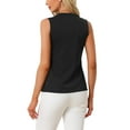 thumbnail image 3 of INSPIRE CHIC Women's Sleeveless Pleated Front V Neck Work Office Blouses M Black, 3 of 6