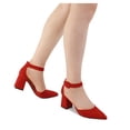 thumbnail image 5 of LuckLilac Women's Pointed Toe Pumps Block Heel Ankle Strap Adjustable Buckle Heels sandals Dress Shoes for Casual Party Daily Wear, 5 of 6