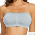 thumbnail image 2 of Xfvqtps Strapless Bras for Women Padded Elastic Bralette Push up Solid Color Bandeau Bras Gray, 2 of 6