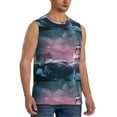 thumbnail image 2 of Bixox Men's Boat Lighthouse Storm Waves Printed Shirt Sleeveless Fitness Tank Top-X-Large, 2 of 7