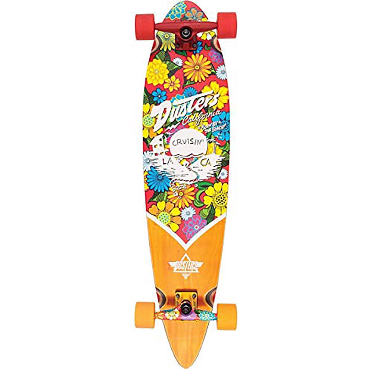 Duster Cruisin Blossom Longboard Complete Skateboard,Red/Yellow,37" L X 8.375" W - 26" WB