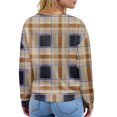 thumbnail image 7 of Women's Casual Shirts Long Sleeve Tops Button Up V Neck Loose Knit Fall Favorites For Women with Large Plaid Print Waffle Henley Shirt, Autumn Winter Fashion Comfortable Blouse,Navy,XL, 7 of 7