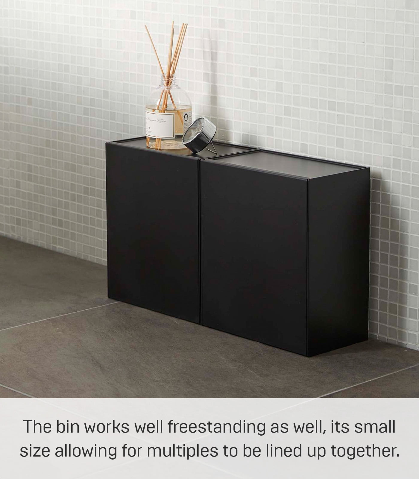 Yamazaki Home Wall-Mounted Storage or Trash Bin, Black, ABS Plastic, 4L, Supports 5.5 pounds, No Assembly