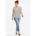 thumbnail image 2 of ellos Women's Plus Size Rounded V-Neck Tee - 1X, Chili Red White Stripe, 2 of 3