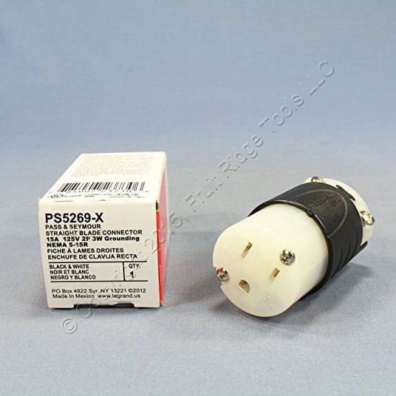 Legrand Strt Bld Cnnctr,Blk,2P3W,Nyl,5-15R PS5269X