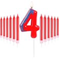 thumbnail image 1 of Birthday Candle 3D Shape Blue Red Candles with Spider Web Spider Birthday Number 4 Candle Decoration Suitable for Spider Theme Birthday Anniversary Wedding Party Graduation Party, 1 of 5