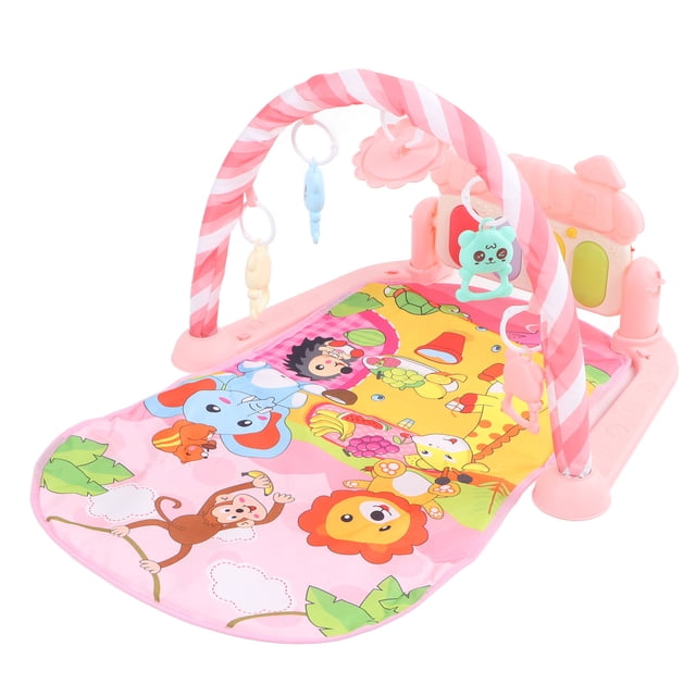 Tapete de juego para gimnasio infantil con piano musical para educación temprana, tapete sensorial para gatear y piano para bebés, color rosa