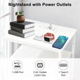thumbnail image 6 of Beddle Nightstand with Charging Station, LED Bedside Table with 2 Fabric Drawer, 2-Tier End Table for Bedroom, Living Room, White, 6 of 8