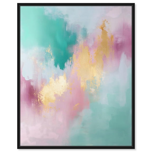 Pastel Dreams Mist Canvas Colorful Abstract by Art Remedy, Black Frame, 16 x 20