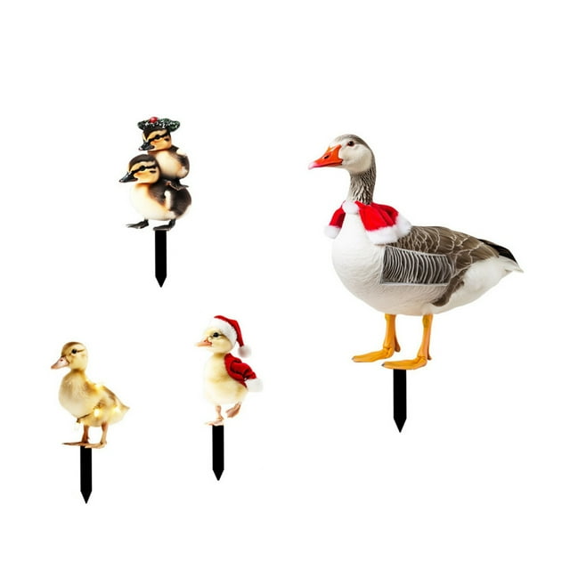 Interesante juego de estacas para jardín con animales navideños. Coloridas inserciones artísticas. Adornos navideños para exteriores para el jardín.