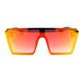 thumbnail image 3 of Womens Retro Oversize Angular Flat Top Shield Plastic Frame Rimless Sunglasses Black Orange Mirror, 3 of 4