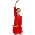 thumbnail image 3 of iEFiEL Girls Long Sleeve Dance Skirted Leotard Figure Ice Skating Gymnastics Leotard Dress Ballerina Dancewear Red 10, 3 of 7