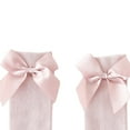 thumbnail image 3 of POINTERTECK Little Girls Stockings  Plain Color/Patchwork Side Bow-Knot Midi Tube Socks  Breathable Elastic Knee-Length Socks, 3 of 9