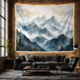 thumbnail image 6 of Misty Peaks with Evergreen Trees in a Tranquil Landscape, Dreamy Watercolor for Nature Lovers, Atmospheric Mountain Decor, Housewarming Gift, Tapestry Wall Hanging for Bedroom and Living Room, 6 of 7