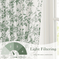 thumbnail image 3 of NICETOWN Green Floral Curtains for Living Room, Linen Curtains Light Filtering Farmhouse Back Tab Window Drapes, 52"x108", Sage Green, 2 Panels, 3 of 8