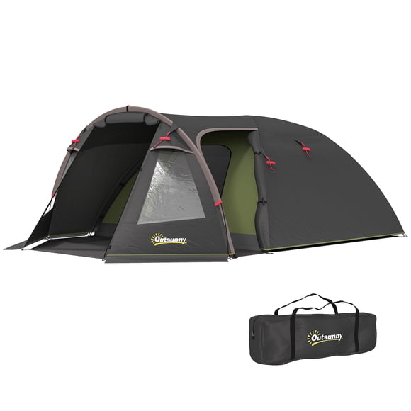 Outsunny Waterproof Camping Tent with 2 Rooms, 2-4 Person Tent