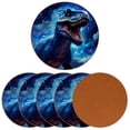 thumbnail image 2 of Dinosaur Luxury Round Drink Coasters Set of 6pcs - Microfiber Leather Coasters 11x11 cm/4.3x4.3 in - Stylish Drink Coaster for Table, 2 of 6