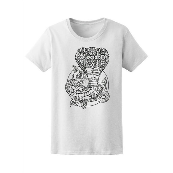 Cobra Snake Zendoodle Tattoo T-Shirt Women -Image by Shutterstock, Female Small