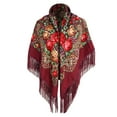 thumbnail image 2 of Fewfanhot Oversized Women's Traditional Retro Scarf Wrap Tassel Fringes Floral Poncho Shawl Printing Shawl, 2 of 2