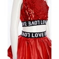 thumbnail image 5 of Doomiva Kids Girls 3 Piece Hip-Hop Jazz Dance Outfits Sequins Metallic Vest Tops with Mesh Tutu Skirts Hairband Set Red 130, 5 of 7