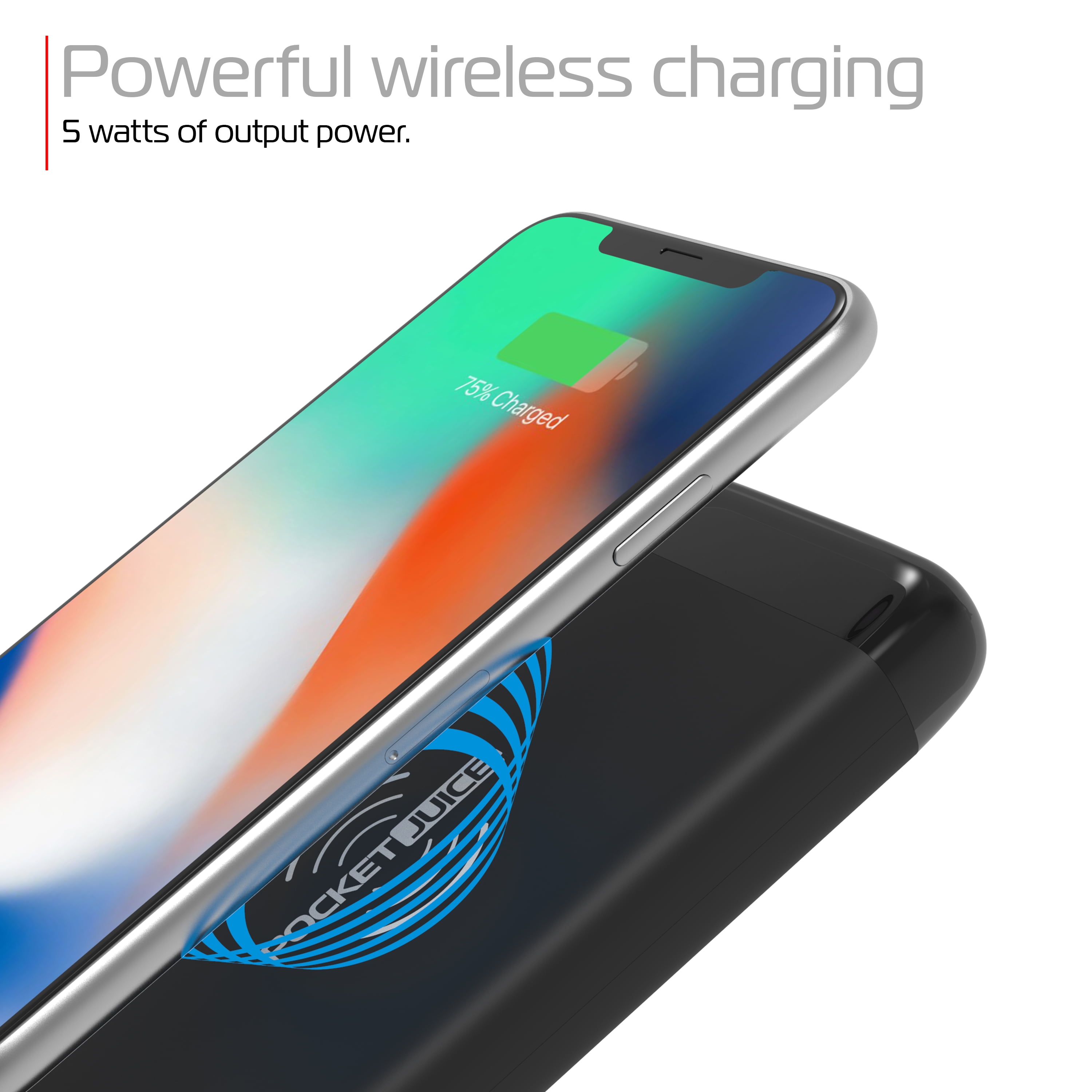 Pocket Juice 8K Qi Wireless Portable Charger - 8,000mAh Battery Power Bank with Dual-USB Ports