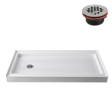 Streamline GB-511-48 60 in. x 30 in. Alcove Acrylic Shower Base in Glossy White With Left Drain, ABS Drain Included