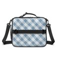 thumbnail image 2 of Blue and White Checkered Pattern Insulated Lunch Bag with Shoulder Strap and Bottle Holder,Bento School Lunch Bag Box,11x9.5x3.5 Inches, 2 of 5