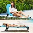 thumbnail image 5 of BLACK JAGUAR Outdoor Folding Beach Chaise Lounge Chair Adjustable Camping Recliner Turquoise, 5 of 10