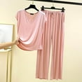 thumbnail image 2 of XuJwPNcy Two Piece Pajamas Set Women's Short Sleeve Sleepwear V Neck Shirts with Soft Pants Matching Pjs Outfits, 2 of 4