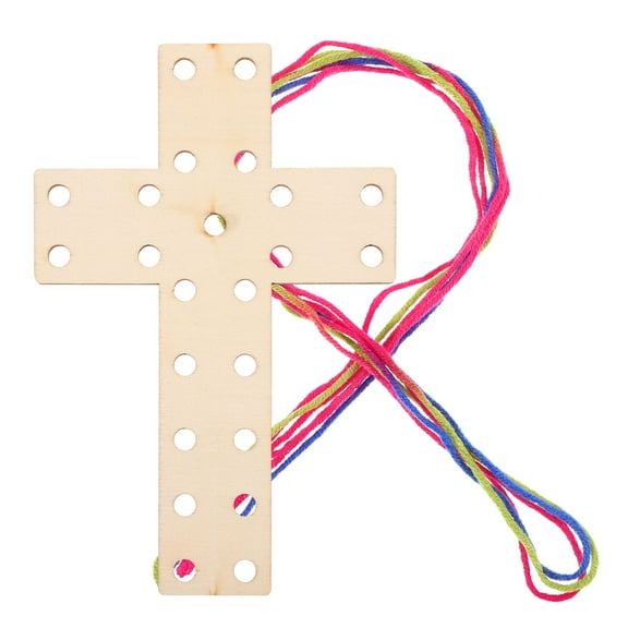Houderco 1 Set Wooden Cross Craft Kit Weaving Tools Assorted Decoration