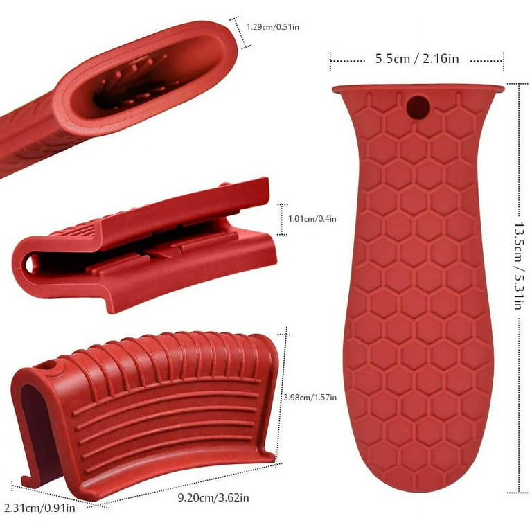 Josliki 4 Pieces Silicone Hot Handle Holder and Silicone Assist Handle Holder Cast Iron Skillet Handle Cover Pot Sleeve Grip Handle for Cast Iron Pot Woks