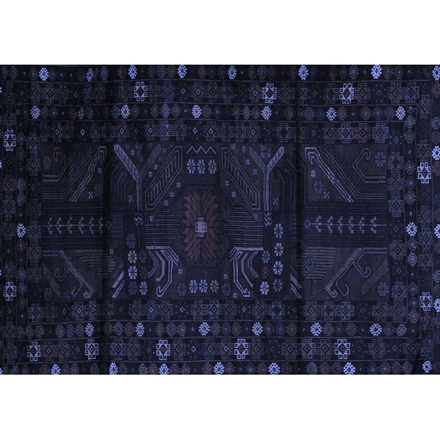 Ahgly Company Machine Washable Indoor Rectangle Persian Blue Traditional Area Rugs, 5' x 8'
