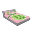 thumbnail image 2 of Ambesonne Matcha Emoji Fitted Sheet & Pillow Sham Set, Nature Tea Funny Art, Full, Pistachio Green Pale Pink, 2 of 2