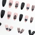 thumbnail image 4 of Christmas Press on Nails Medium Almond Fake Nails Winter Snowflake Acrylic Nail Full Cover False Nails Cute Christmas Stick on Nail for Women, 24 Pcs, 4 of 5