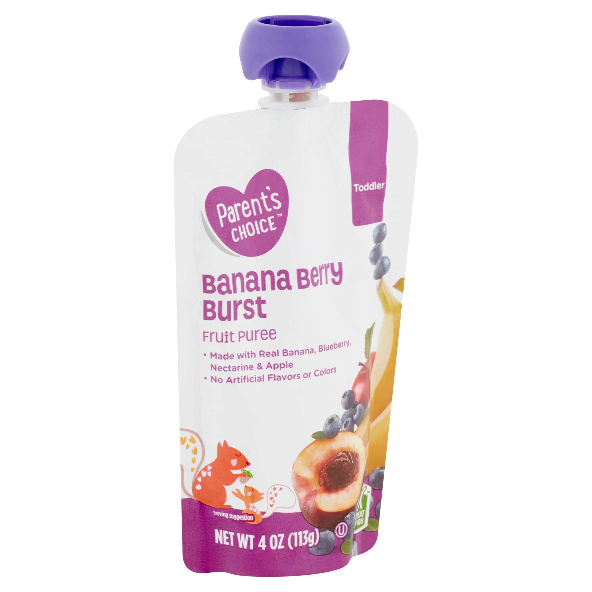 Parent's Choice Organic 2nd Foods Baby Food Pack, Banana Berry Burst 1 Pouch (113g)